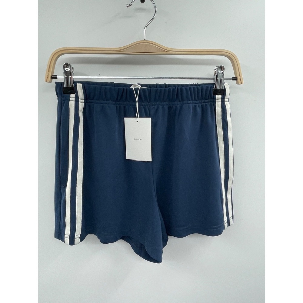 NWT OAK + FORT High Waist Sweat Short Men's XS‎ Navy Blue White Striped Classic
